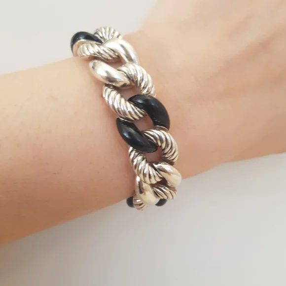 David Yurman Belmont Curb Link Bracelet With Black - Picture 15 of 16